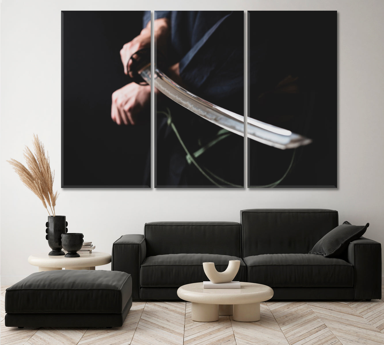 Japanese Sword in Samurai Hands Canvas Print-Canvas Print-CetArt-1 Panel-24x16 inches-CetArt