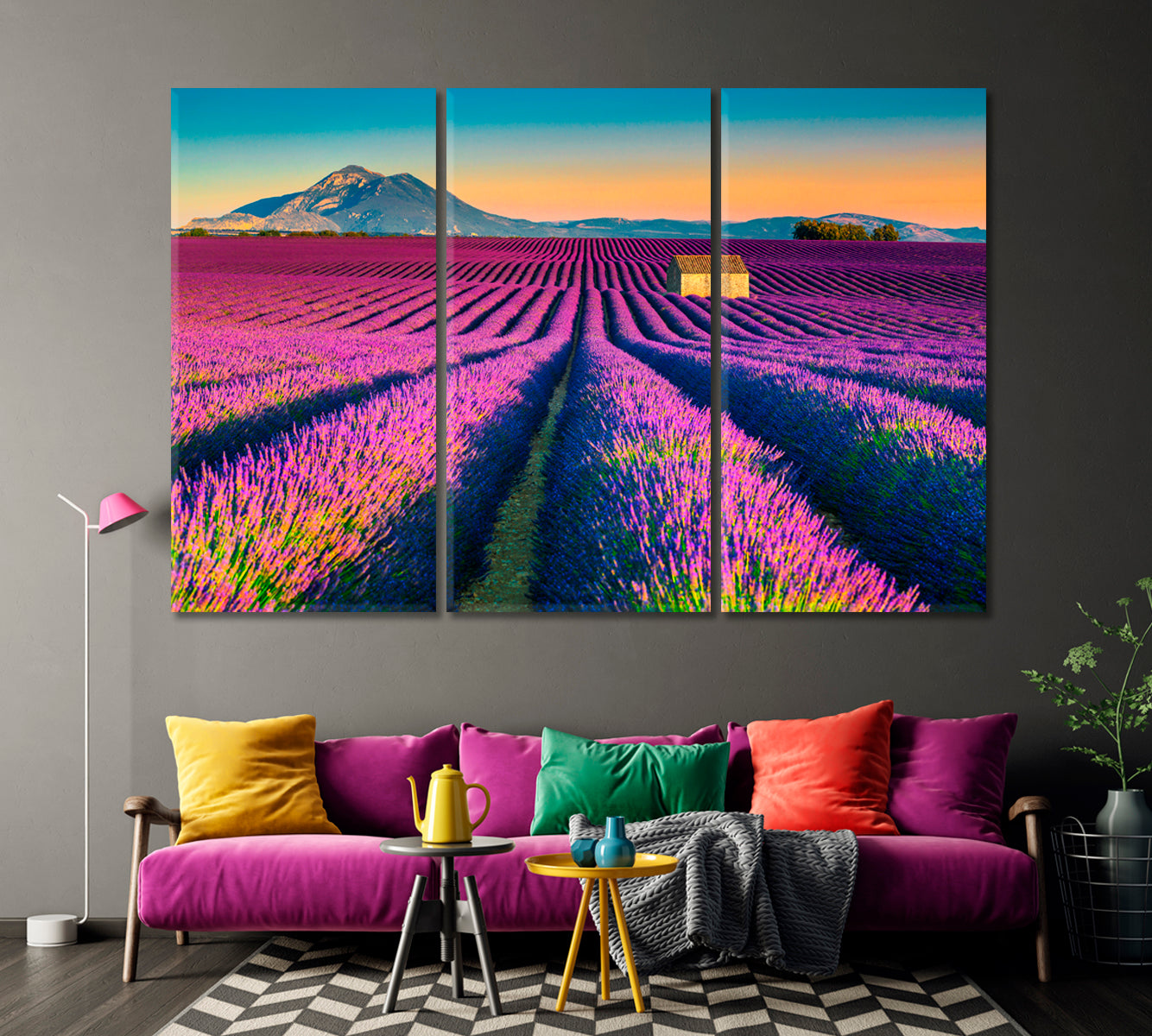 Majestic Colorful Lavender Fields Provence France Canvas Print-Canvas Print-CetArt-1 Panel-24x16 inches-CetArt