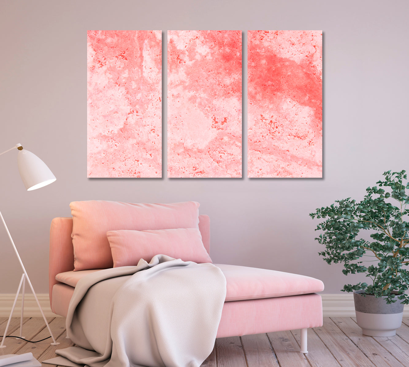 Delicate Pink Marble Abstraction Canvas Print-Canvas Print-CetArt-3 Panels-36x24 inches-CetArt