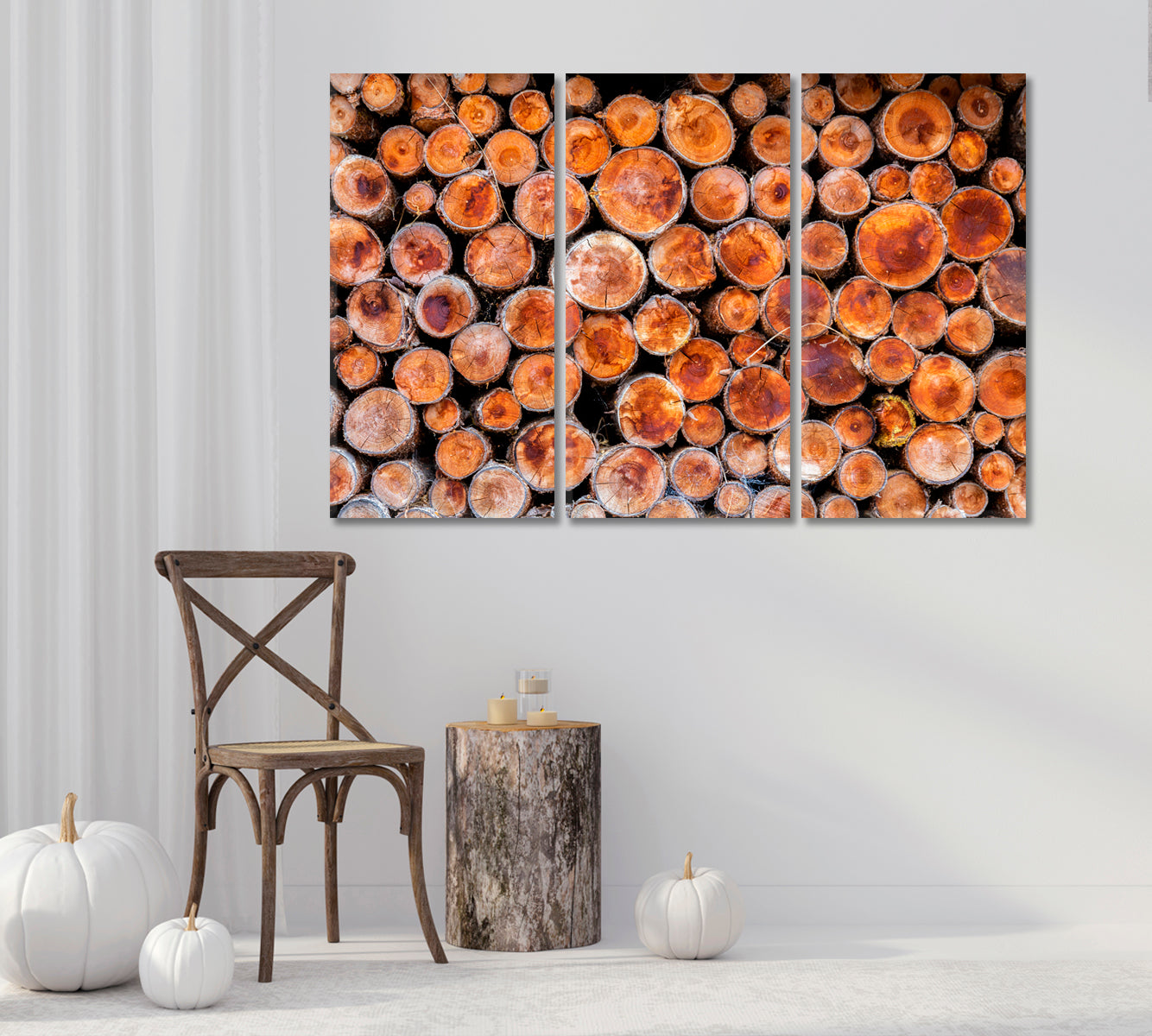 Wood Logs Canvas Print-Canvas Print-CetArt-1 Panel-24x16 inches-CetArt