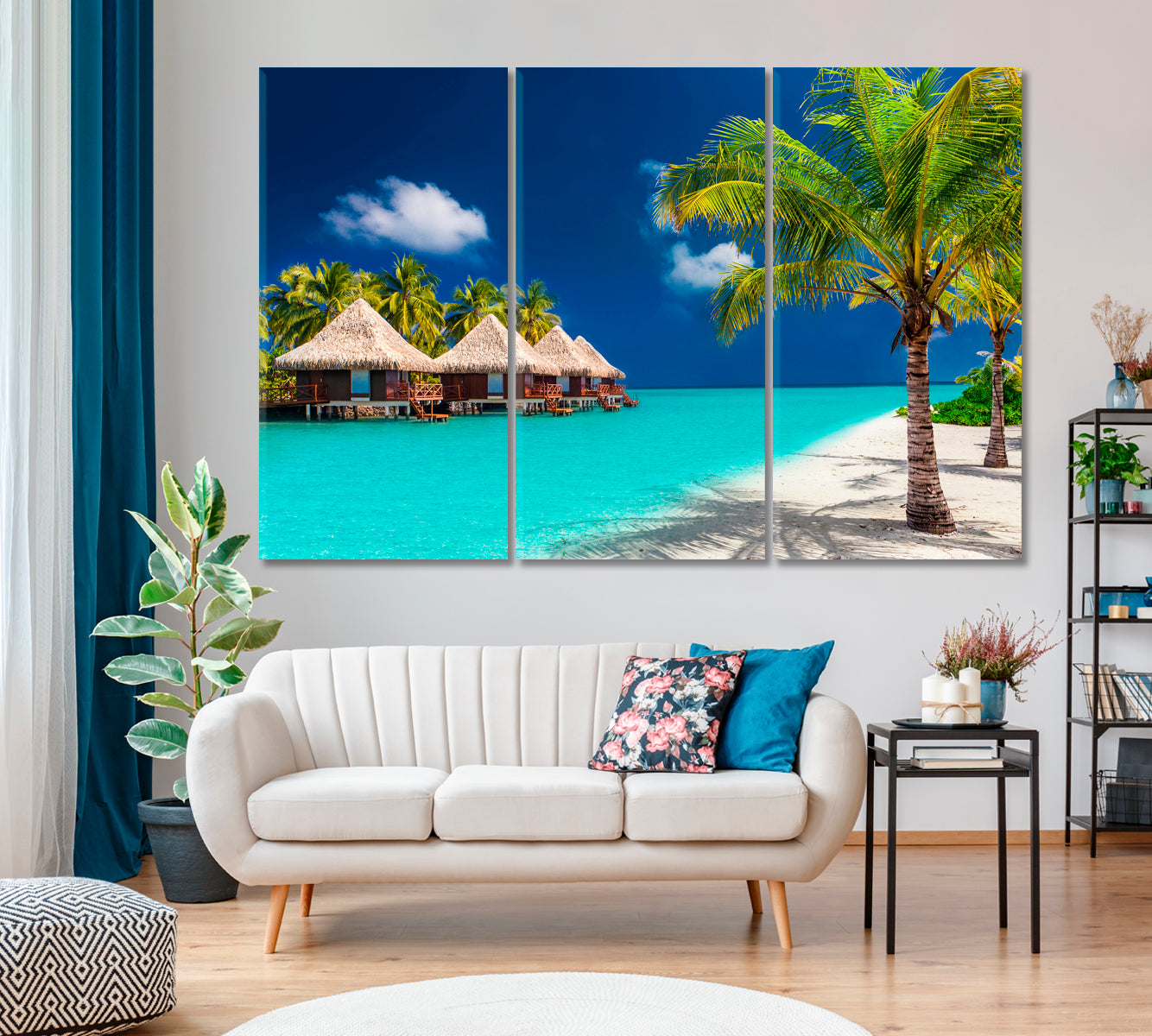 Bungalow on Tropical Island Maldives Canvas Print-Canvas Print-CetArt-1 Panel-24x16 inches-CetArt