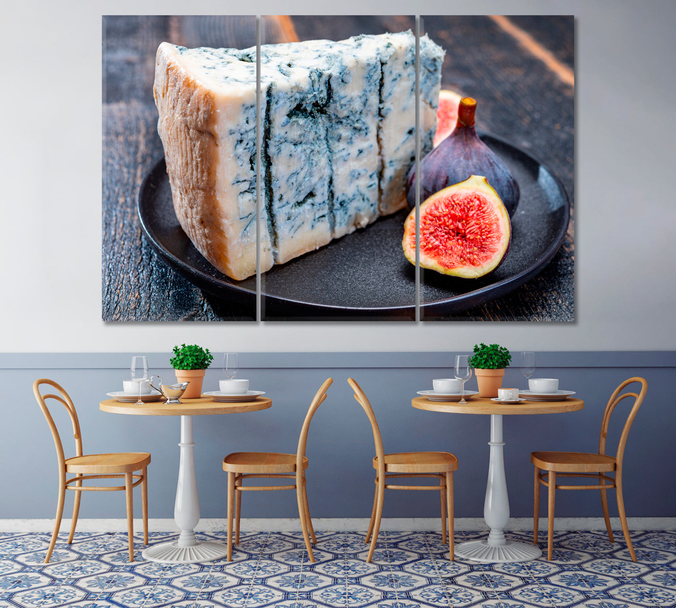 Gorgonzola Cheese and Figs Canvas Print-Canvas Print-CetArt-1 Panel-24x16 inches-CetArt