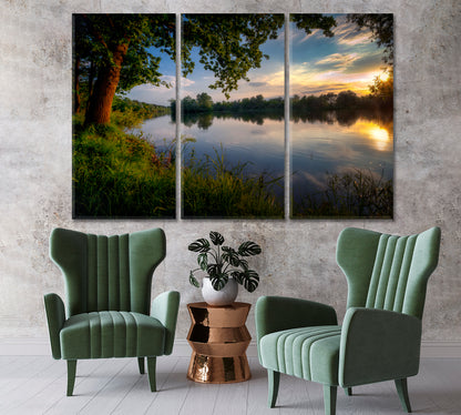 Narew River with Oaks in Poland Canvas Print-Canvas Print-CetArt-1 Panel-24x16 inches-CetArt