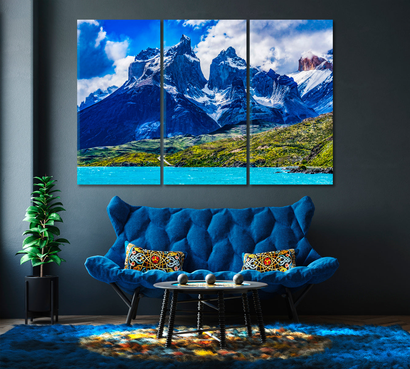 Three Granite Mountains in Torres del Paine National Park Patagonia Canvas Print-Canvas Print-CetArt-1 Panel-24x16 inches-CetArt