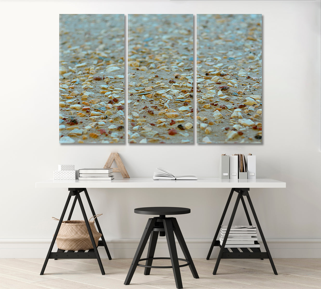 White Pebbles on a Sandy Beach Canvas Print-Canvas Print-CetArt-1 Panel-24x16 inches-CetArt