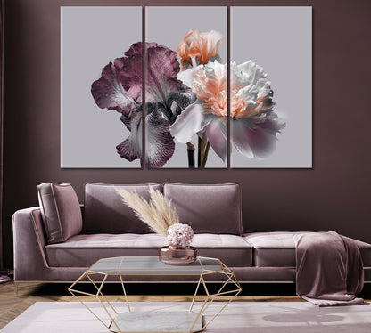 Bouquet of Peonies and Irises Canvas Print-CetArt-1 Panel-24x16 inches-CetArt