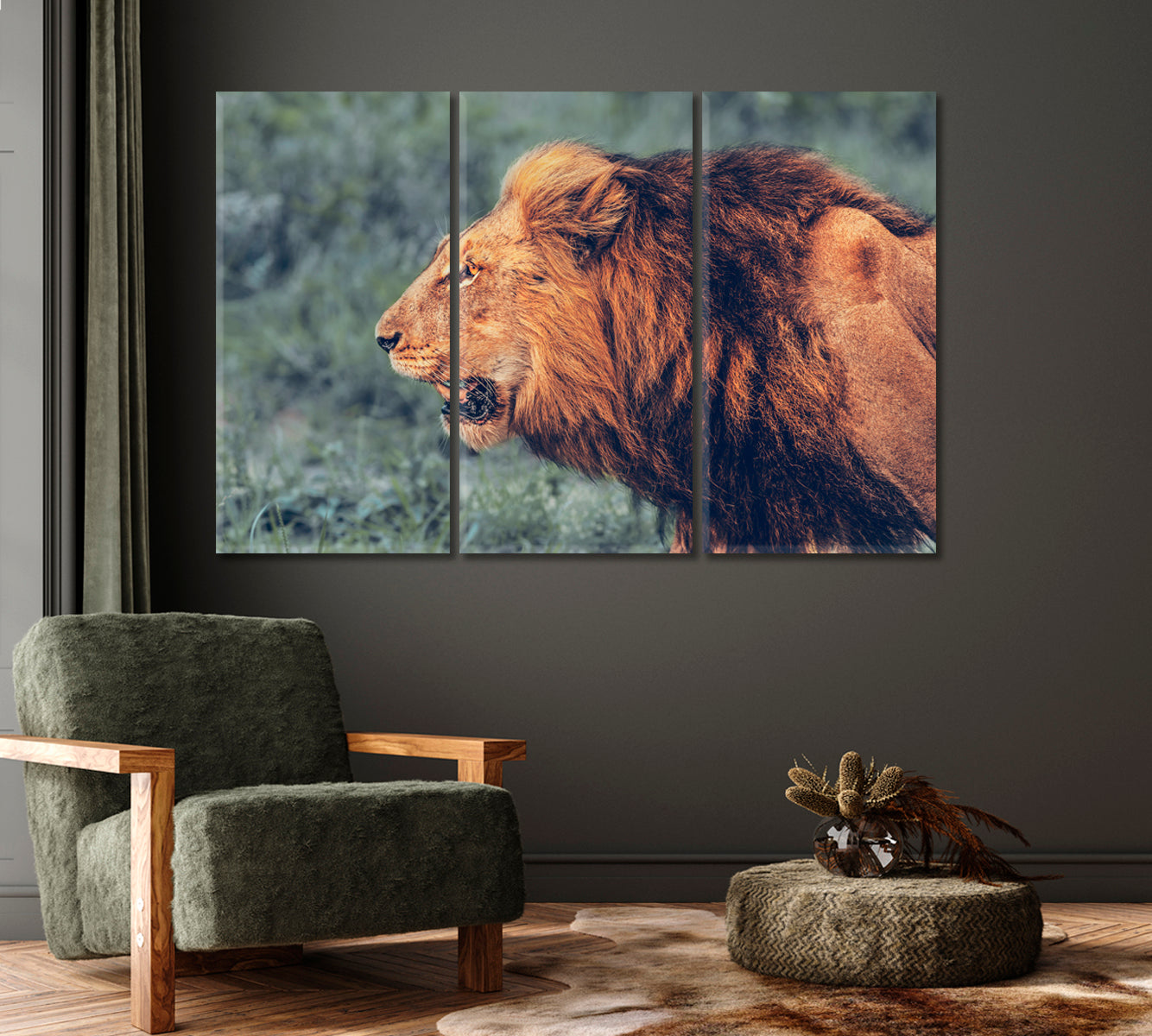 Wild Roaring Lion Canvas Print-Canvas Print-CetArt-1 Panel-24x16 inches-CetArt