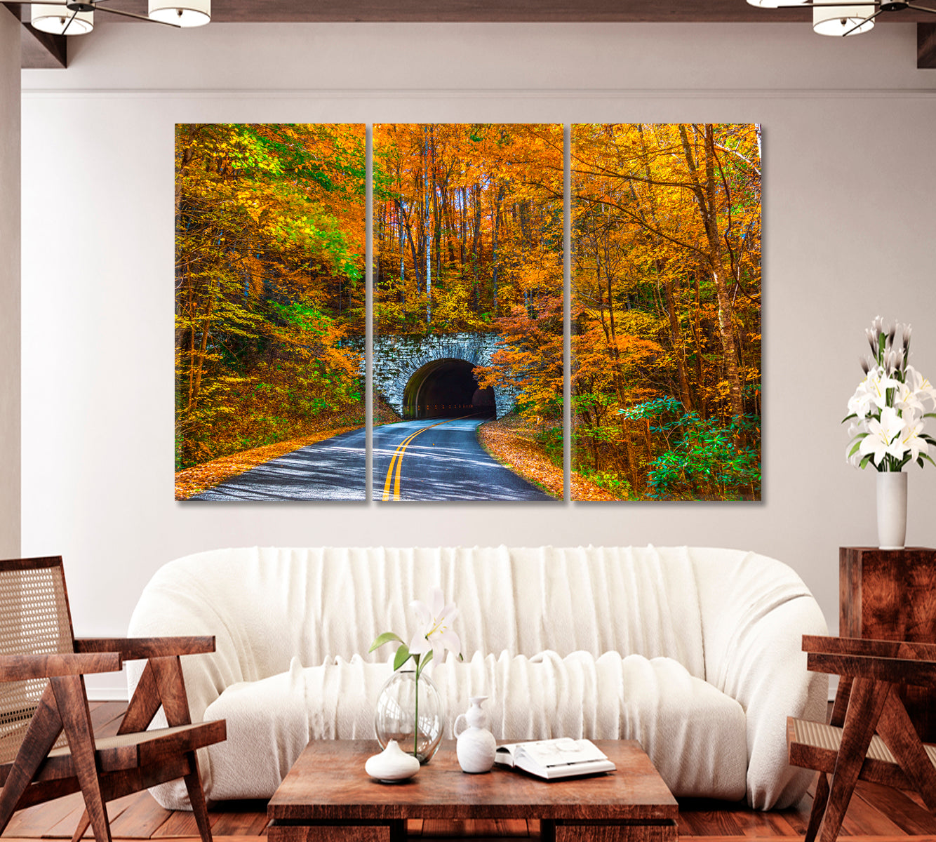 Blue Ridge Parkway Tunnel During Fall North Carolina Canvas Print-Canvas Print-CetArt-1 Panel-24x16 inches-CetArt