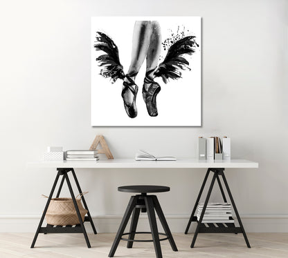 Watercolor Pointe Shoes with Wings Canvas Print-Canvas Print-CetArt-1 panel-12x12 inches-CetArt
