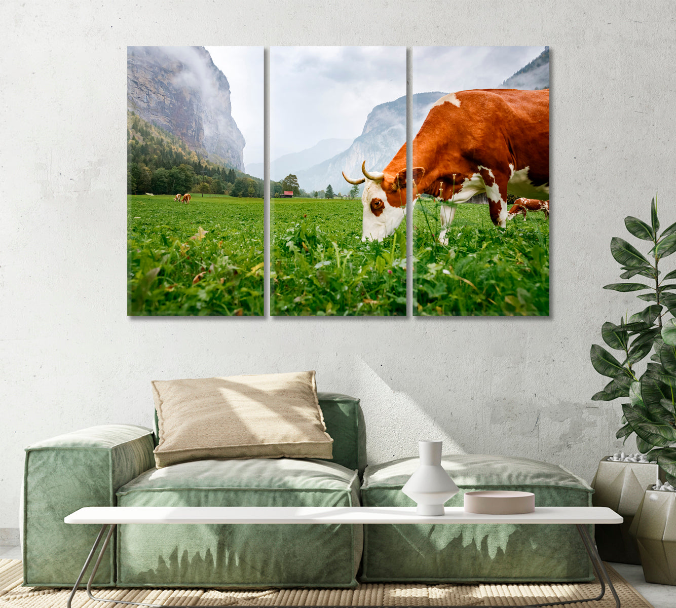 Traditional Swiss Cows Canvas Print-Canvas Print-CetArt-1 Panel-24x16 inches-CetArt