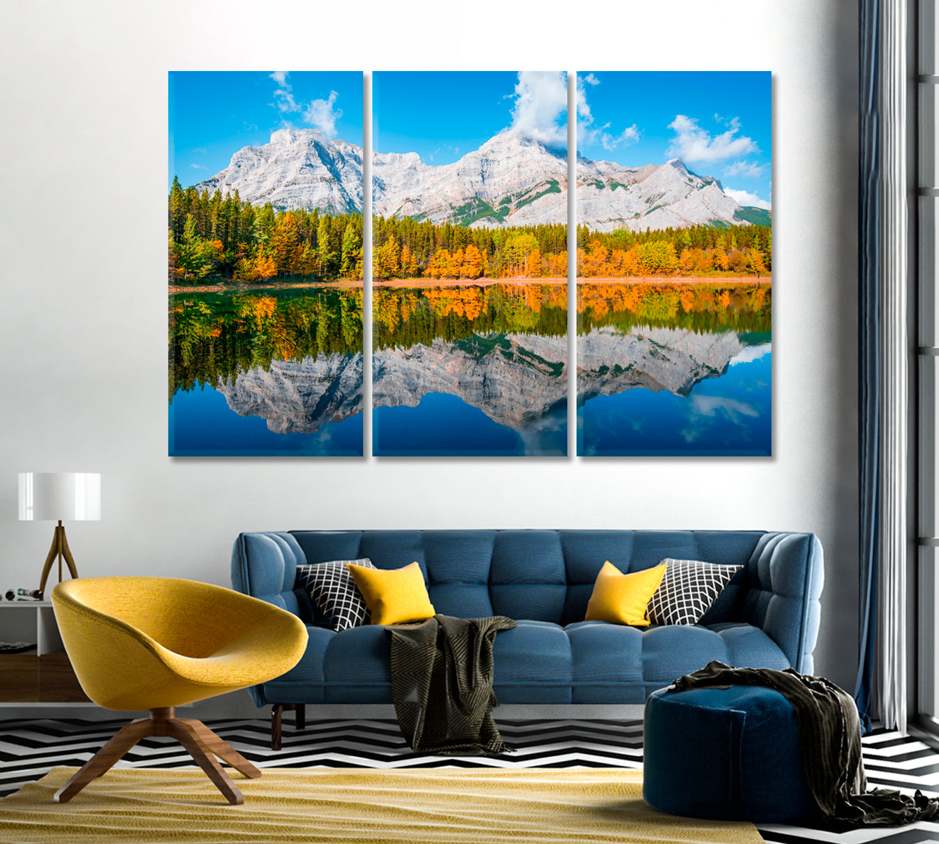 Wedge Pond At Autumn Alberta Canvas Print-Canvas Print-CetArt-1 Panel-24x16 inches-CetArt