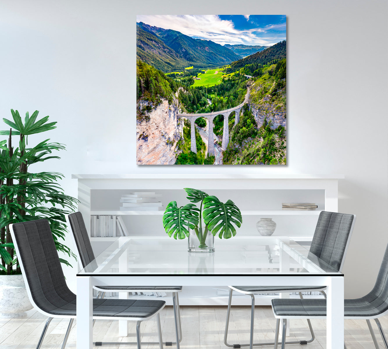 Landwasser Viaduct Swiss Alps Canvas Print-Canvas Print-CetArt-1 panel-12x12 inches-CetArt