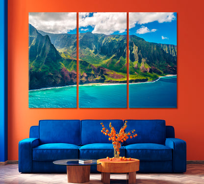 View on Napali Coast Kauai Island Hawaii Canvas Print-Canvas Print-CetArt-1 Panel-24x16 inches-CetArt