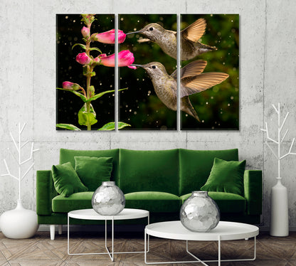 Hummingbird With Flowers Canvas Print-Canvas Print-CetArt-1 Panel-24x16 inches-CetArt