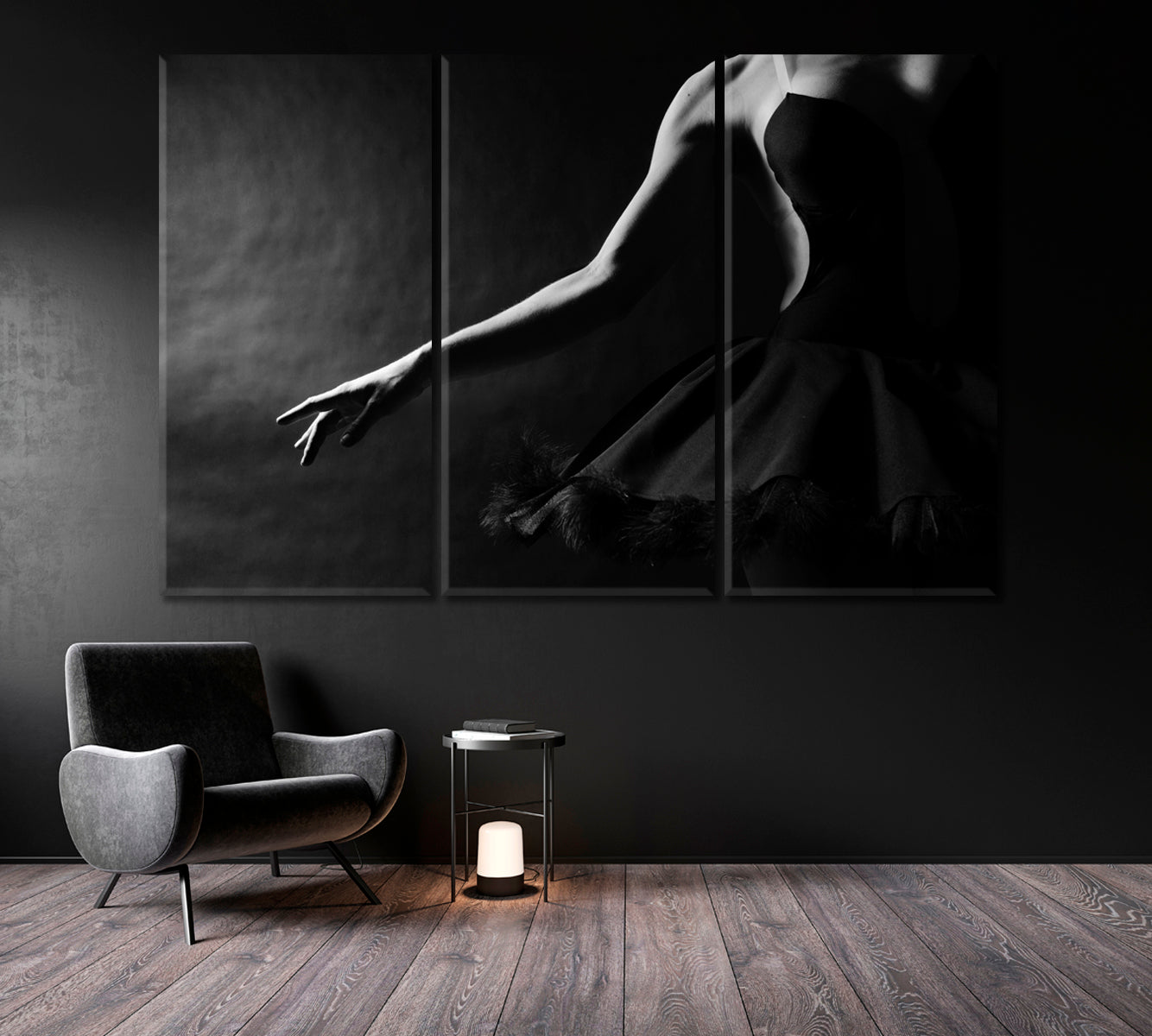 Ballerina in Black Canvas Print-Canvas Print-CetArt-1 Panel-24x16 inches-CetArt