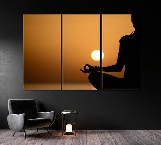 Silhouette of a Woman Doing Yoga Canvas Print-Canvas Print-CetArt-1 Panel-24x16 inches-CetArt
