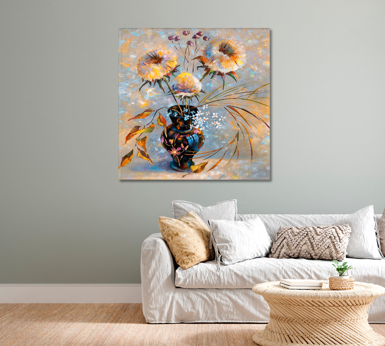 Still Life Blossom Flowers Canvas Print-Canvas Print-CetArt-1 panel-12x12 inches-CetArt