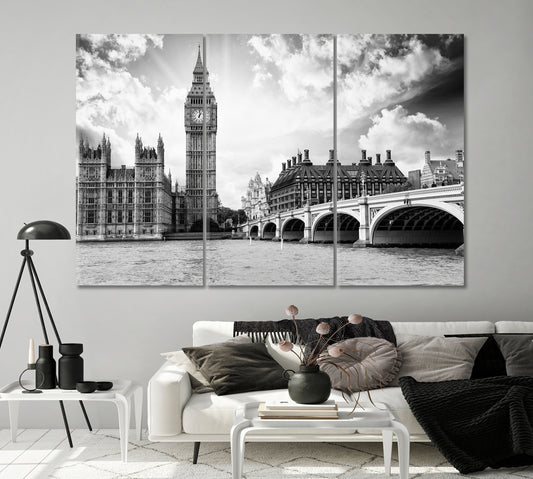 The Big Ben the Houses of Parliament and Westminster Bridge London Canvas Print-Canvas Print-CetArt-1 Panel-24x16 inches-CetArt