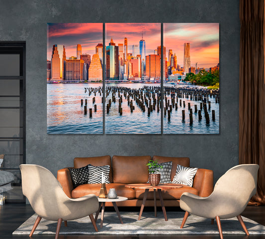 Sunrise over Manhattan New York United States Canvas Print-Canvas Print-CetArt-1 Panel-24x16 inches-CetArt