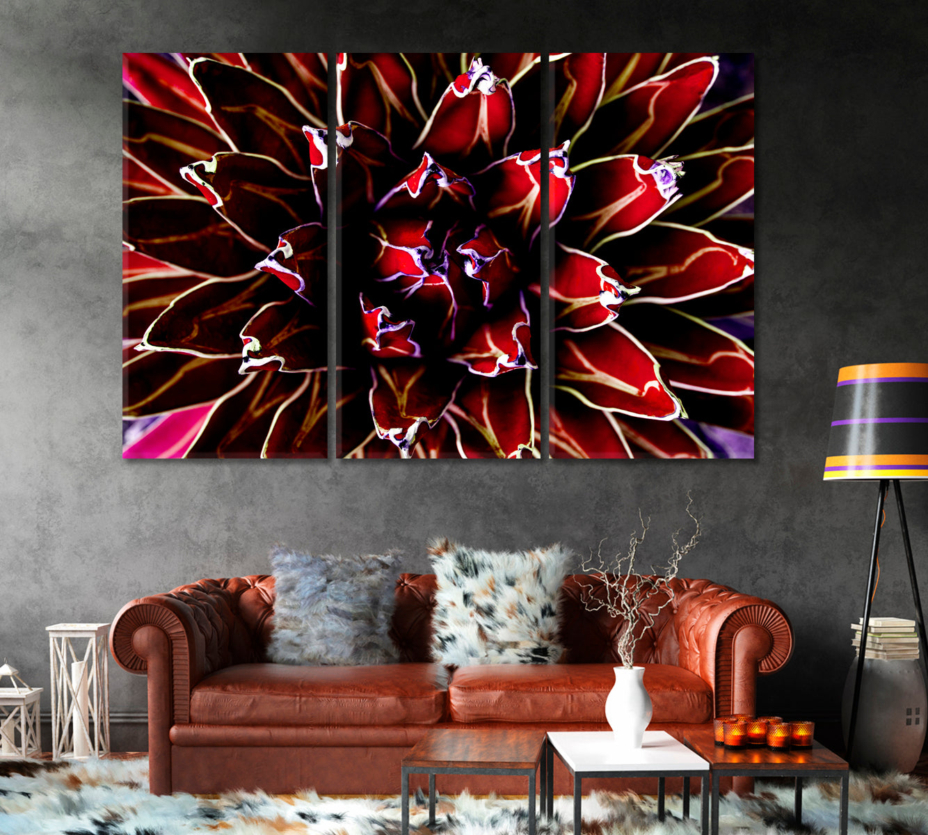 Purple Agave Cactus Canvas Print-Canvas Print-CetArt-1 Panel-24x16 inches-CetArt