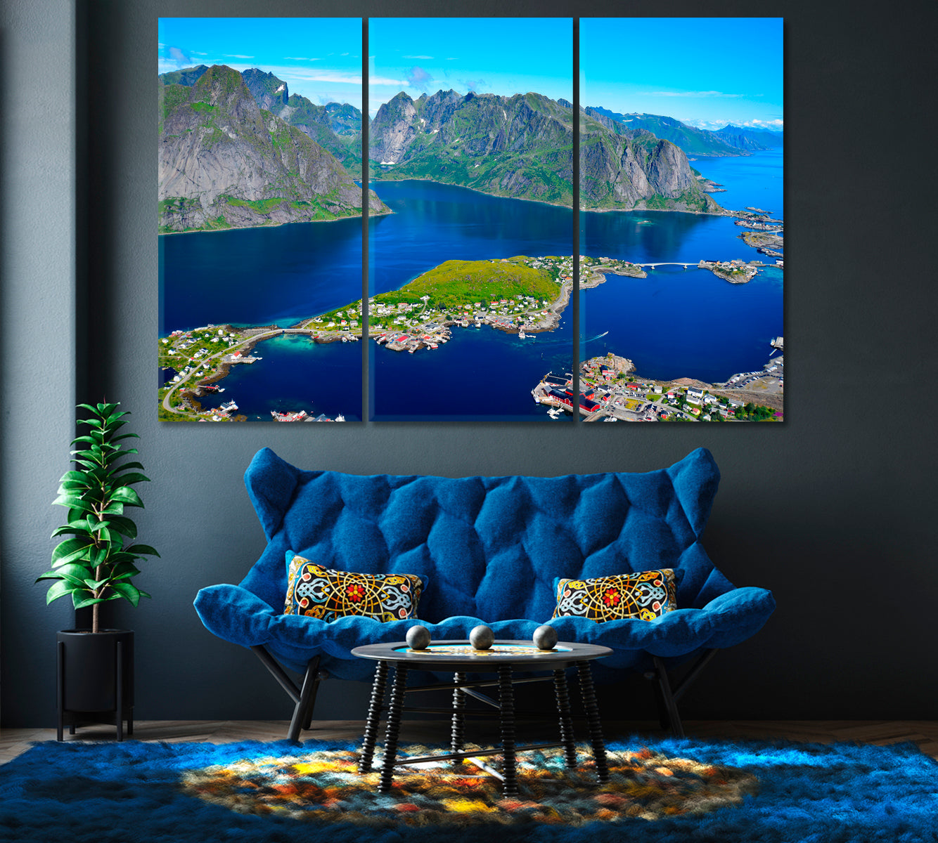 View of the Stunning Mountains Lofoten Islands Norway Canvas Print-Canvas Print-CetArt-1 Panel-24x16 inches-CetArt