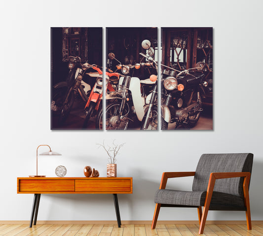 Old Classic Motorcycles Canvas Print-Canvas Print-CetArt-1 Panel-24x16 inches-CetArt