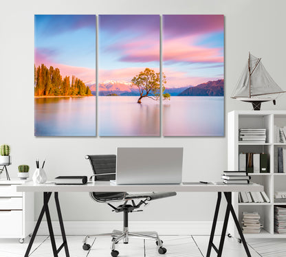 Wanaka Tree at Sunrise Canvas Print-Canvas Print-CetArt-1 Panel-24x16 inches-CetArt