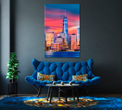 New York Lower Manhattan Skyline United States of America Canvas Print-Canvas Print-CetArt-1 panel-16x24 inches-CetArt