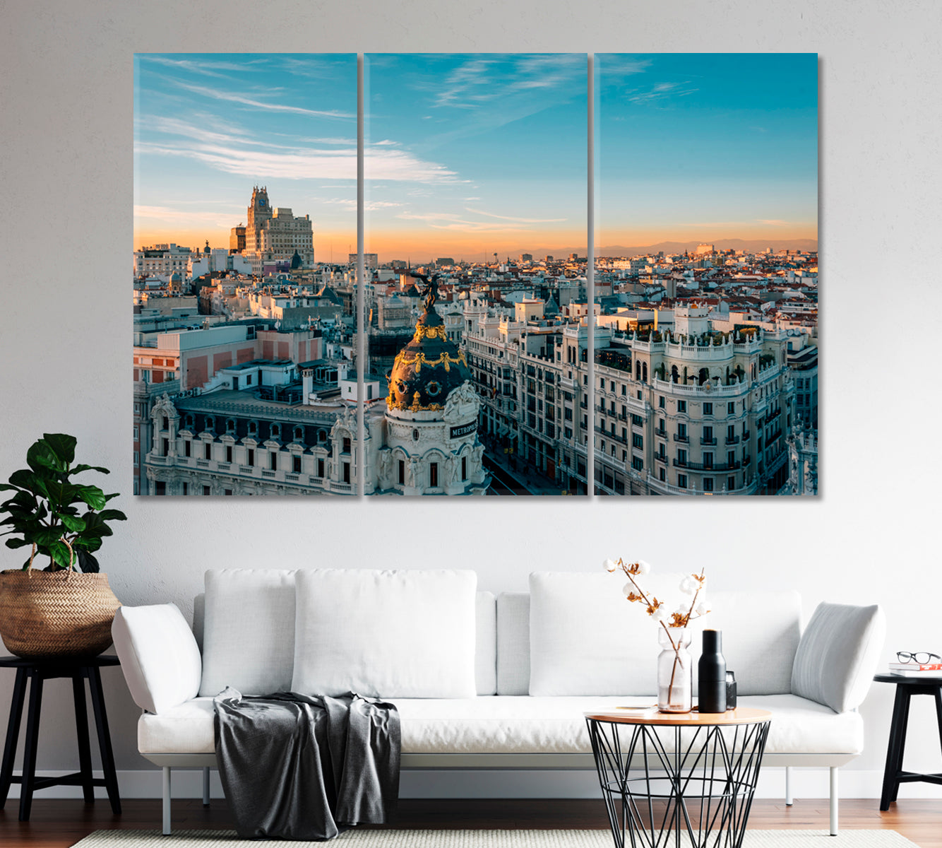 Metropolis Building and Gran Via Madrid Spain Canvas Print-Canvas Print-CetArt-1 Panel-24x16 inches-CetArt