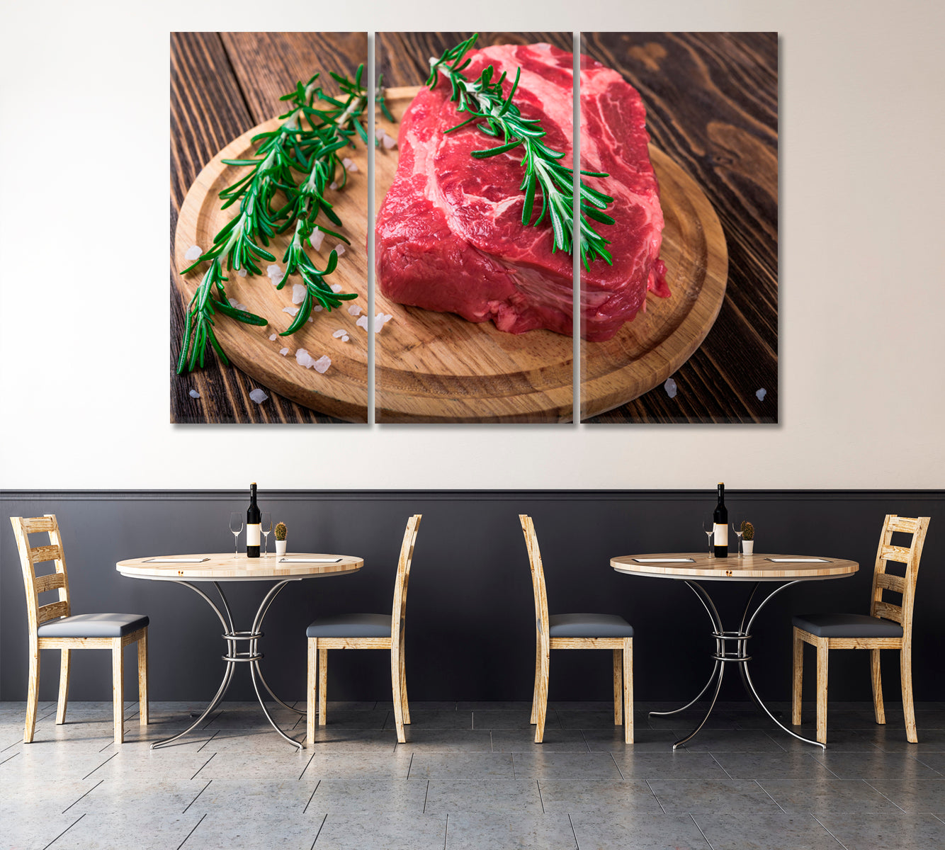 Raw Beef Steak with Rosemary Canvas Print-Canvas Print-CetArt-1 Panel-24x16 inches-CetArt