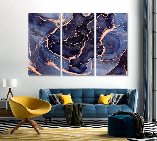 Luxury Abstract Blue Fluid Art Swirls Canvas Print-Canvas Print-CetArt-1 Panel-24x16 inches-CetArt