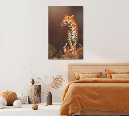 Ceylon Leopard Portrait Canvas Print-Canvas Print-CetArt-1 panel-16x24 inches-CetArt