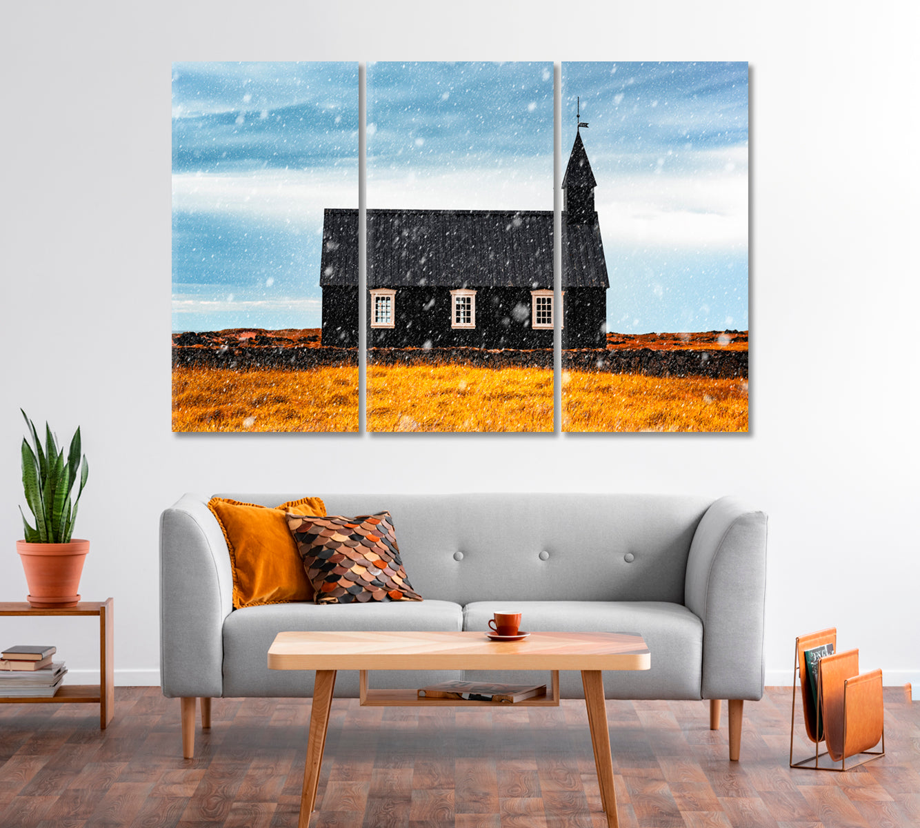 Black Church of Budir Iceland Winter Landscape Canvas Print-Canvas Print-CetArt-1 Panel-24x16 inches-CetArt