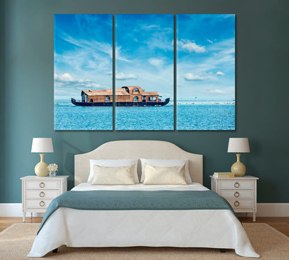Houseboat in Vembanad Lake India Canvas Print-Canvas Print-CetArt-1 Panel-24x16 inches-CetArt