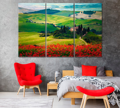 Tuscany with Flower Meadows Italy Canvas Print-Canvas Print-CetArt-1 Panel-24x16 inches-CetArt