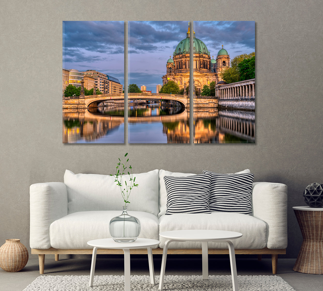 Berlin Cathedral and River Spree at Dusk Canvas Print-Canvas Print-CetArt-1 Panel-24x16 inches-CetArt