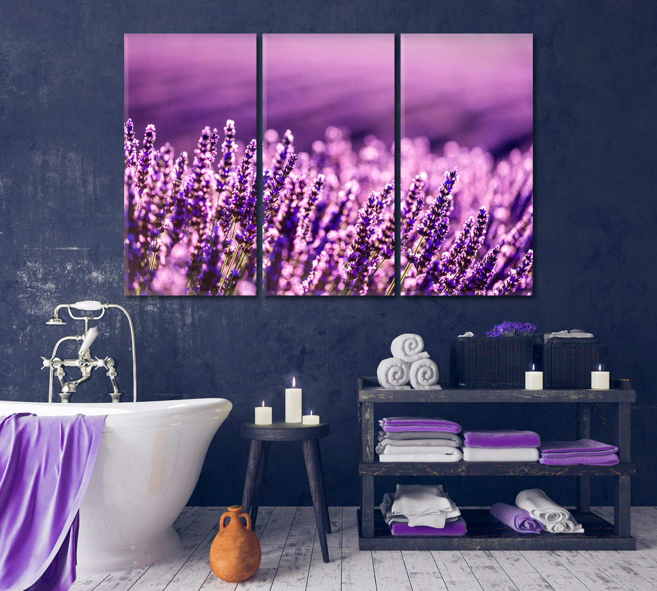 Lavender Field at Summer Provence France Canvas Print-Canvas Print-CetArt-1 Panel-24x16 inches-CetArt