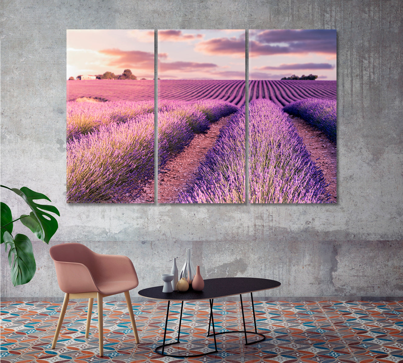 Provence Lavender Field at Sunrise France Canvas Print-Canvas Print-CetArt-1 Panel-24x16 inches-CetArt