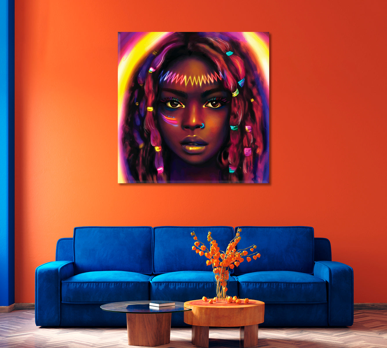 Beautiful Girl with Colourful Ribbons in Hair Canvas Print-Canvas Print-CetArt-1 panel-12x12 inches-CetArt