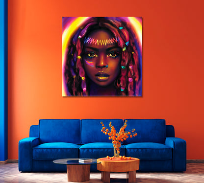 Beautiful Girl with Colourful Ribbons in Hair Canvas Print-Canvas Print-CetArt-1 panel-12x12 inches-CetArt