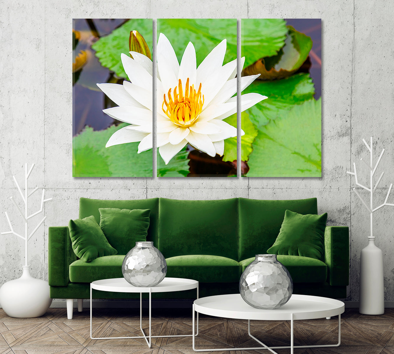 White Lotus Flower Canvas Print-Canvas Print-CetArt-1 Panel-24x16 inches-CetArt