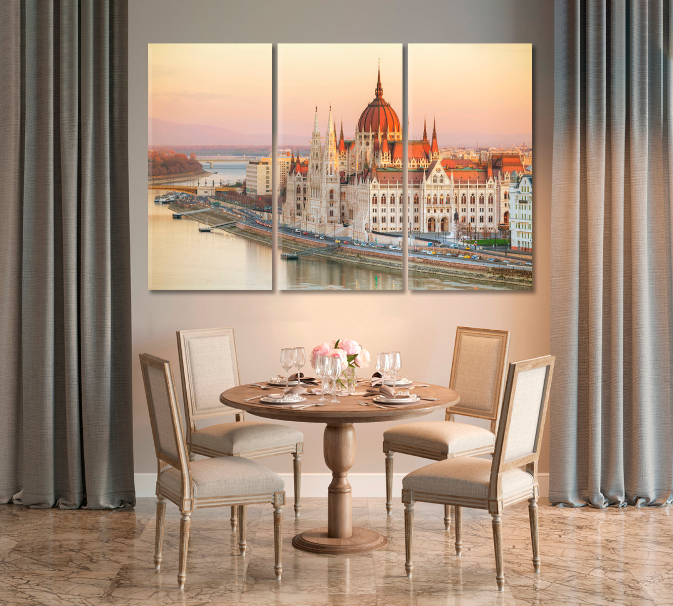 Budapest Parliament Building at Sunrise Hungary Canvas Print-Canvas Print-CetArt-1 Panel-24x16 inches-CetArt