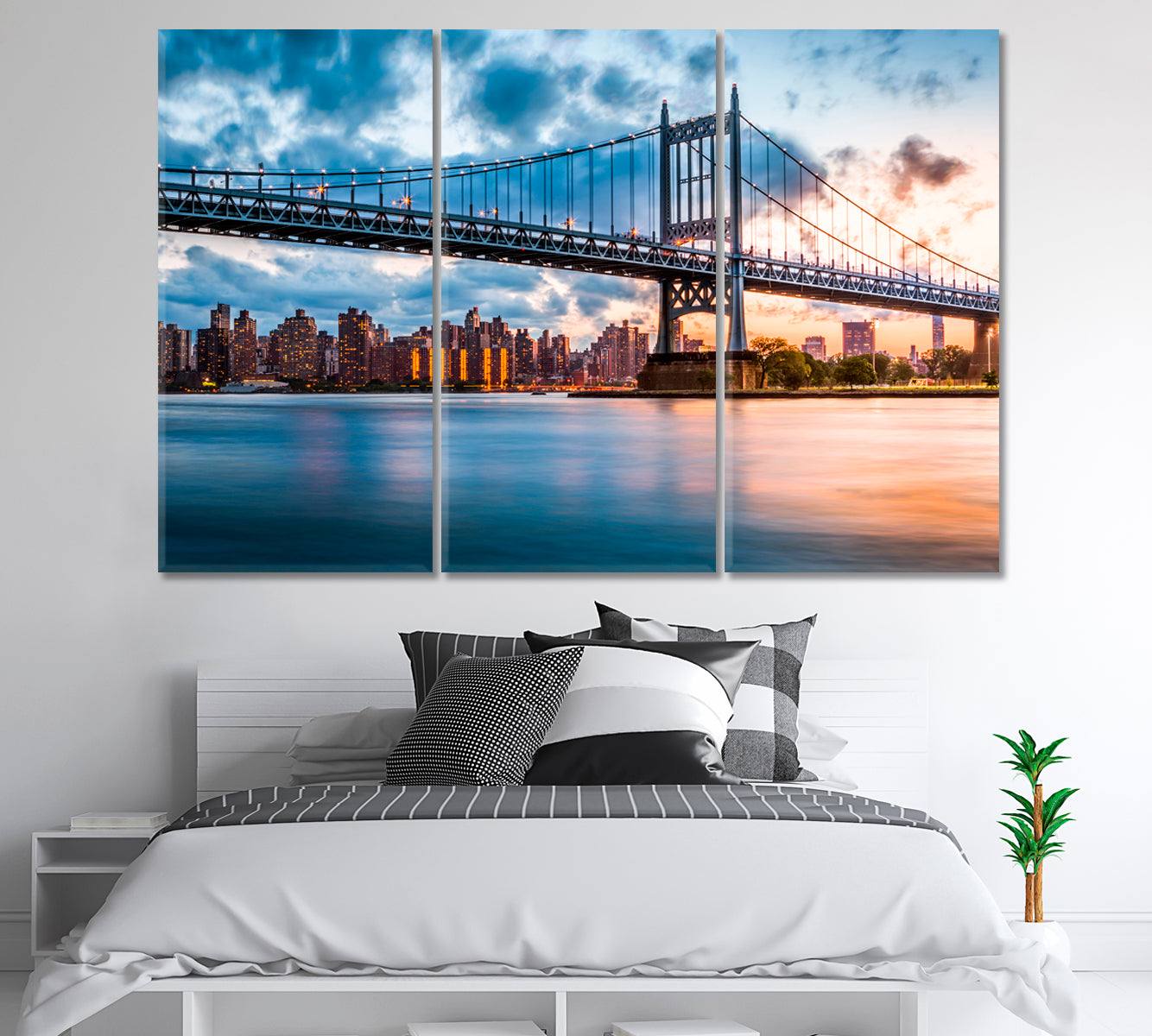 Triborough Bridge at Sunset in Queens New York Canvas Print-Canvas Print-CetArt-1 Panel-24x16 inches-CetArt