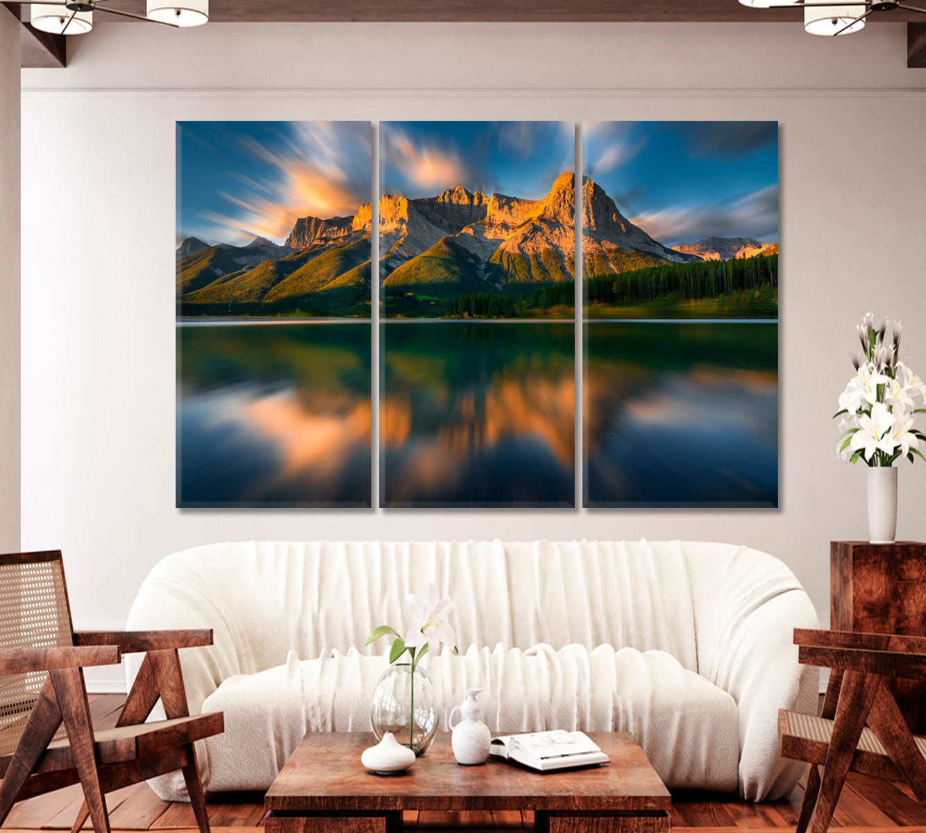 Natural Landscape Rundle Forebay Reservoir Canmore Canada Canvas Print-Canvas Print-CetArt-1 Panel-24x16 inches-CetArt