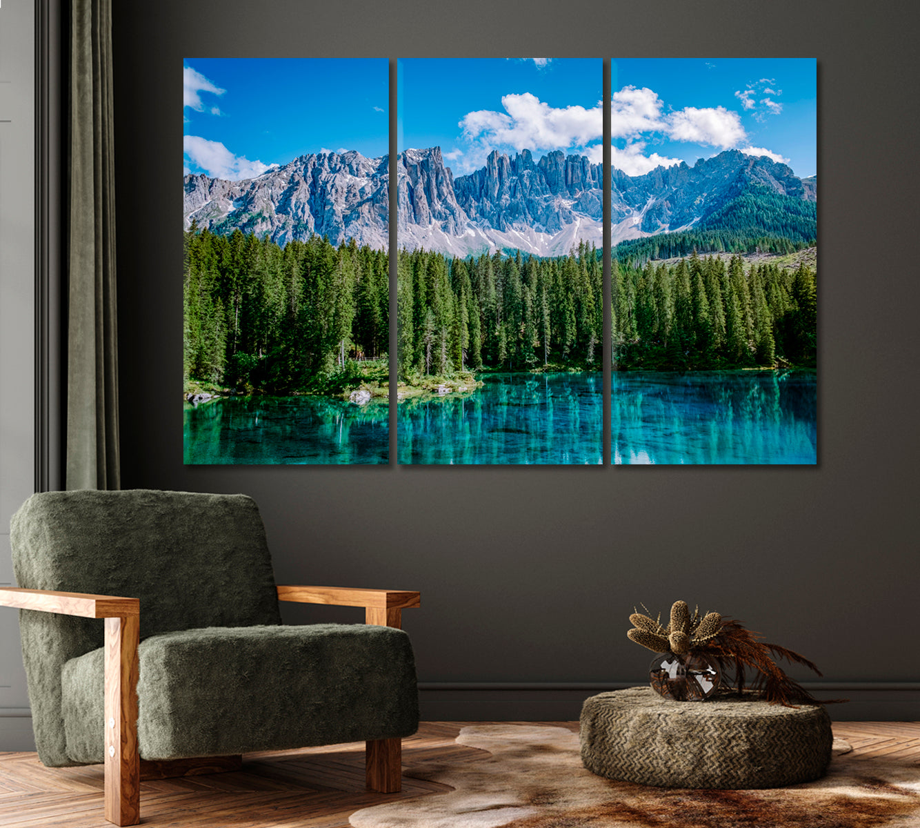 Crystal Blue Lake in Dolomites Italy Canvas Print-Canvas Print-CetArt-1 Panel-24x16 inches-CetArt