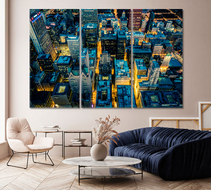 Aerial View of Chicago at Night Canvas Print-Canvas Print-CetArt-1 Panel-24x16 inches-CetArt