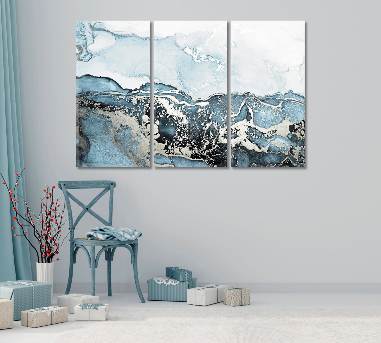 Blurred Gray Abstract Splashes of Liquid Ink Canvas Print-Canvas Print-CetArt-1 Panel-24x16 inches-CetArt