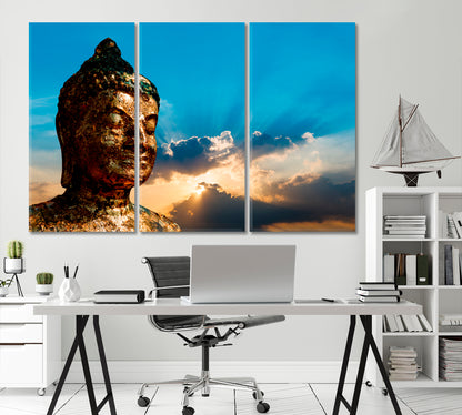 Asia Gold Buddha Canvas Print-Canvas Print-CetArt-3 Panels-36x24 inches-CetArt