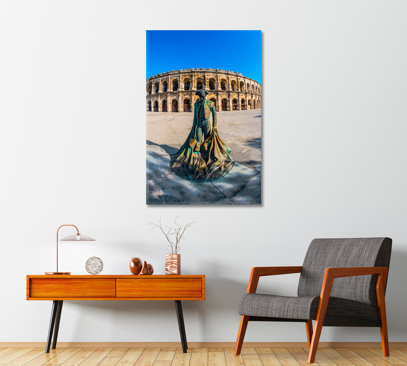 Roman Amphitheater with Monument to Toreador Provence Canvas Print-Canvas Print-CetArt-1 panel-16x24 inches-CetArt