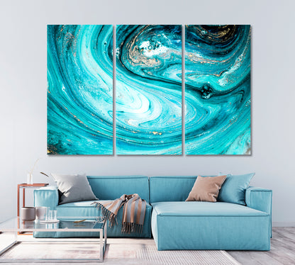 Abstract Blue Ocean Waves Canvas Print-Canvas Print-CetArt-1 Panel-24x16 inches-CetArt